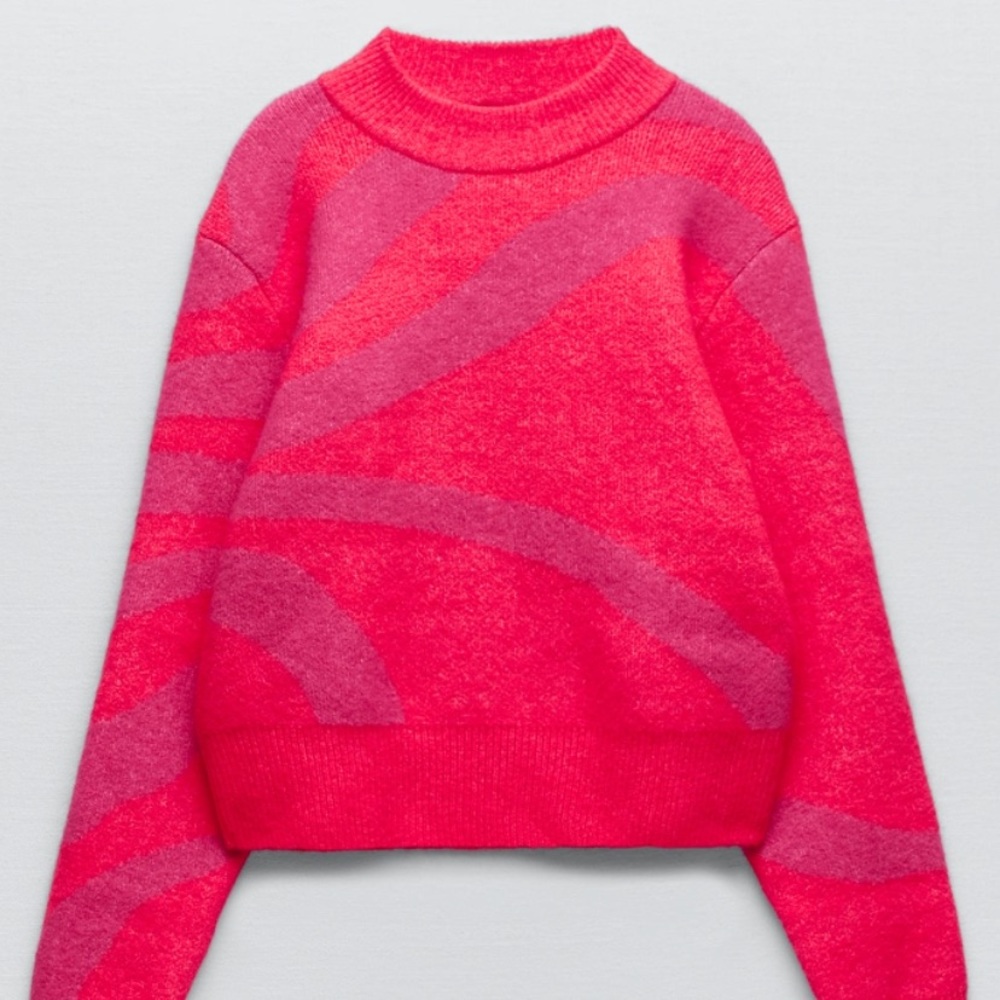 Zara Jacquard Fuchsia Sweater